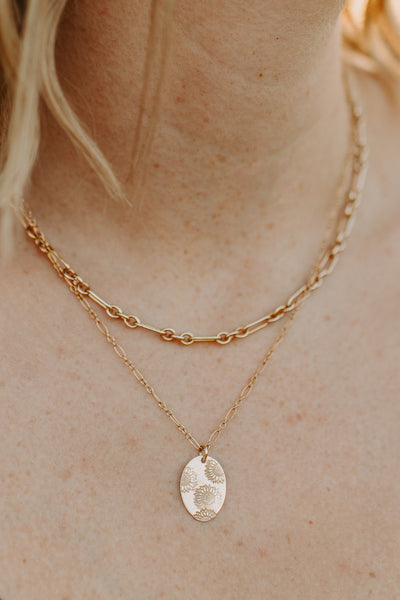 Sunflower Stamped Necklace