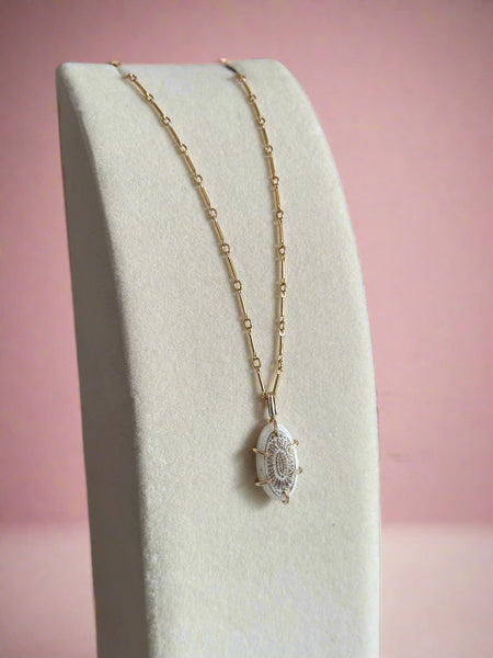 Lelia Hand Painted Milk Glass Necklace
