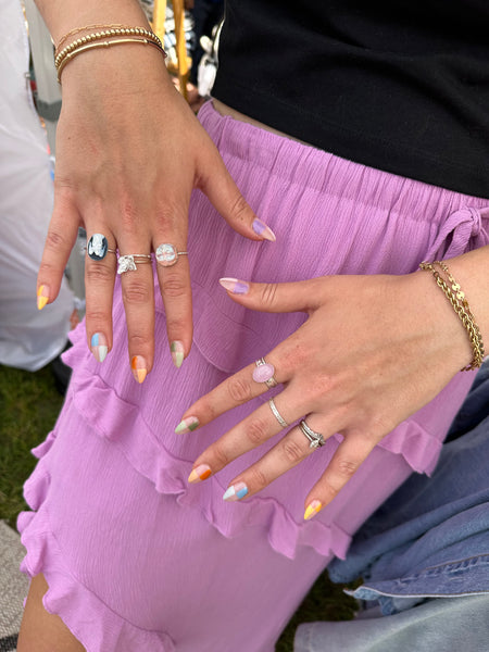 Chunky Silver Kunzite Ring