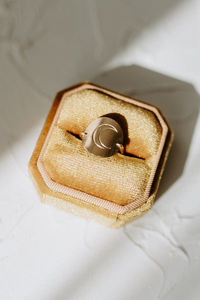 Stamped Crescent Moon Ring