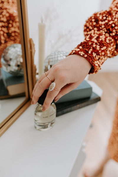 Lelia Hand Painted Milk Glass Ring