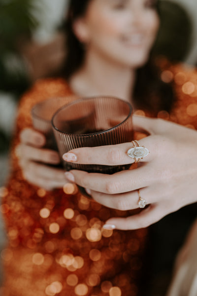 Lelia Hand Painted Milk Glass Ring