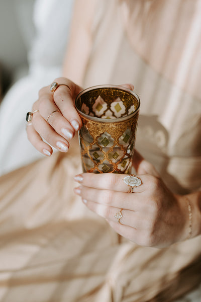 Lelia Hand Painted Milk Glass Ring
