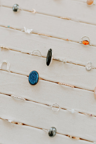 Victorian Azure Druzy Ring