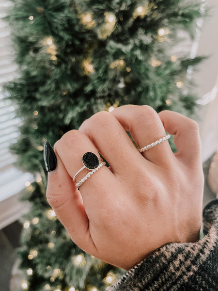 Black Druzy Ring