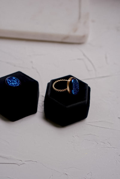 Victorian Azure Druzy Ring