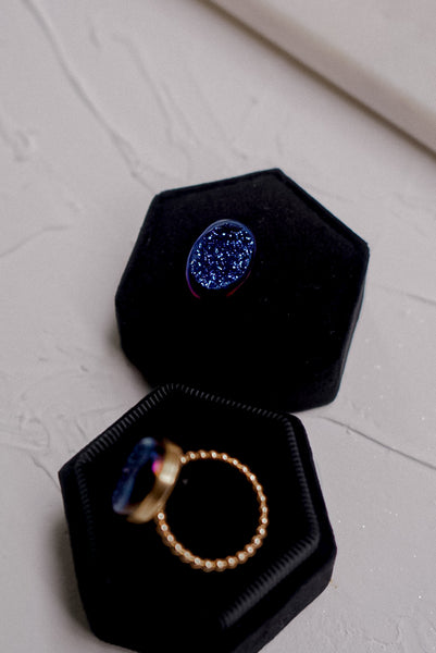 Victorian Azure Druzy Ring