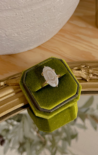 Lelia Hand Painted Milk Glass Ring