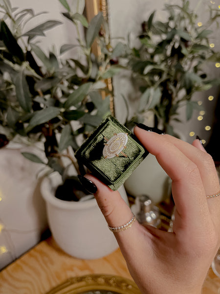 Lelia Hand Painted Milk Glass Ring