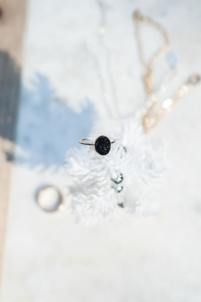 Black Druzy Ring