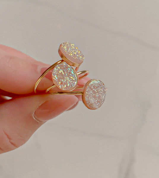 Rainbow Druzy Ring
