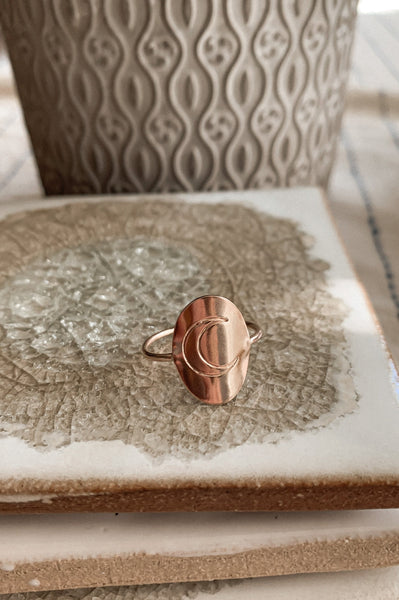 Stamped Crescent Moon Ring