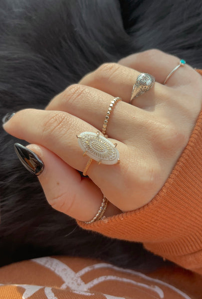 Lelia Hand Painted Milk Glass Ring