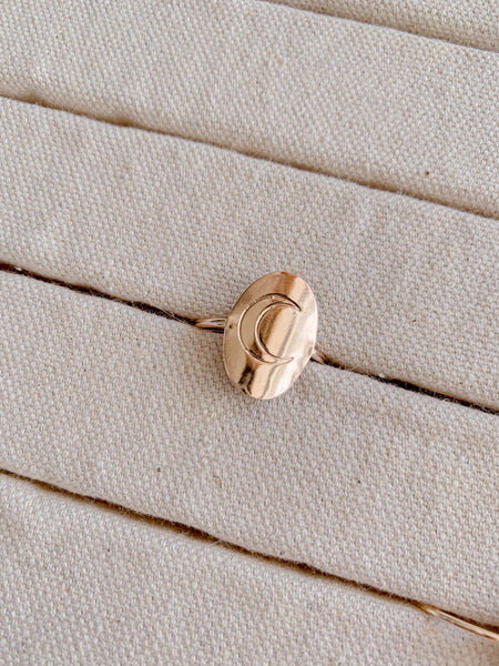 Stamped Crescent Moon Ring