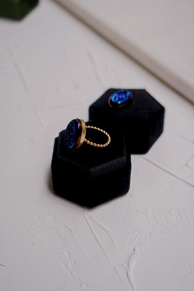Victorian Azure Druzy Ring