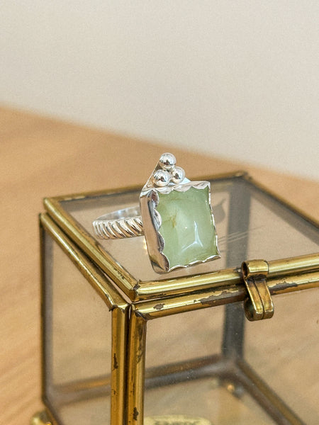 Green Mossy Calcite Ring Collection