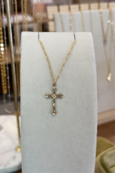 Embossed Cross Necklace