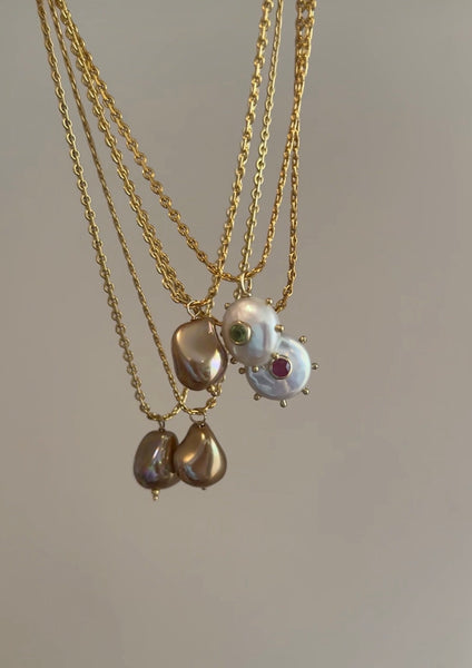 Pearl Sunburst Inlay Necklace