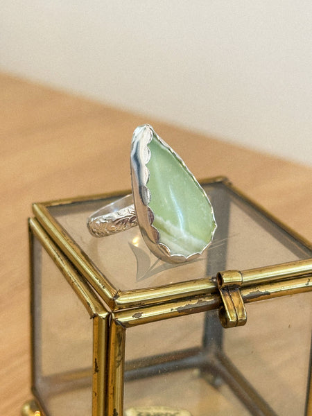 Green Mossy Calcite Ring Collection