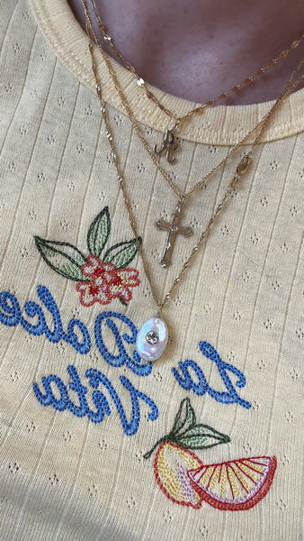 Embossed Cross Necklace