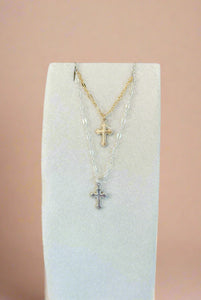 Bezeled Cross Necklace - Ready to Ship
