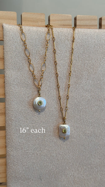 Pearl + Peridot Necklace