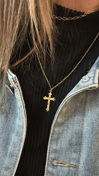 Embossed Cross Necklace