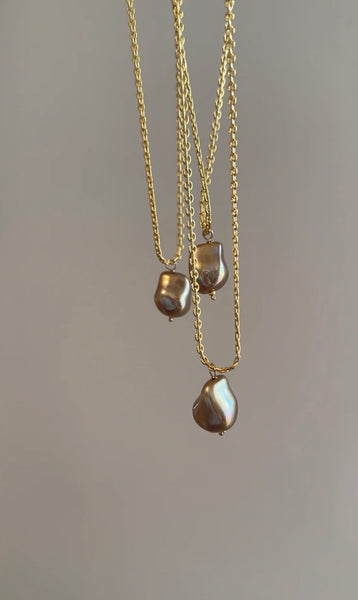 Chocolate Baroque Pearl Necklace