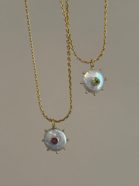 Pearl Sunburst Inlay Necklace