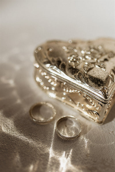 Embossed Silver Heart Jewelry Box
