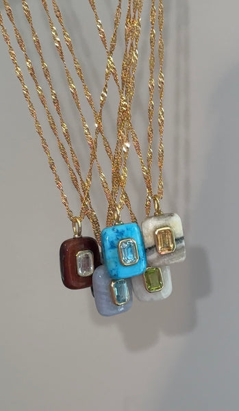 Cielos Gemstone Inlay Necklace