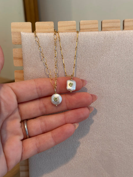 Pearl + Peridot Necklace
