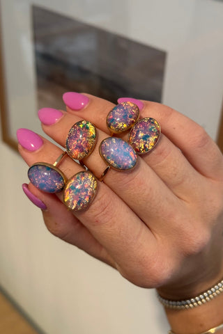 Harlequin Opal Ring (Vintage)