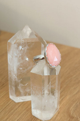 One of a Kind - Faceted Pink Opal Size 9