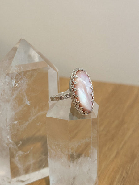 One of a Kind - RARE Pink Mother of Pearl, size 6