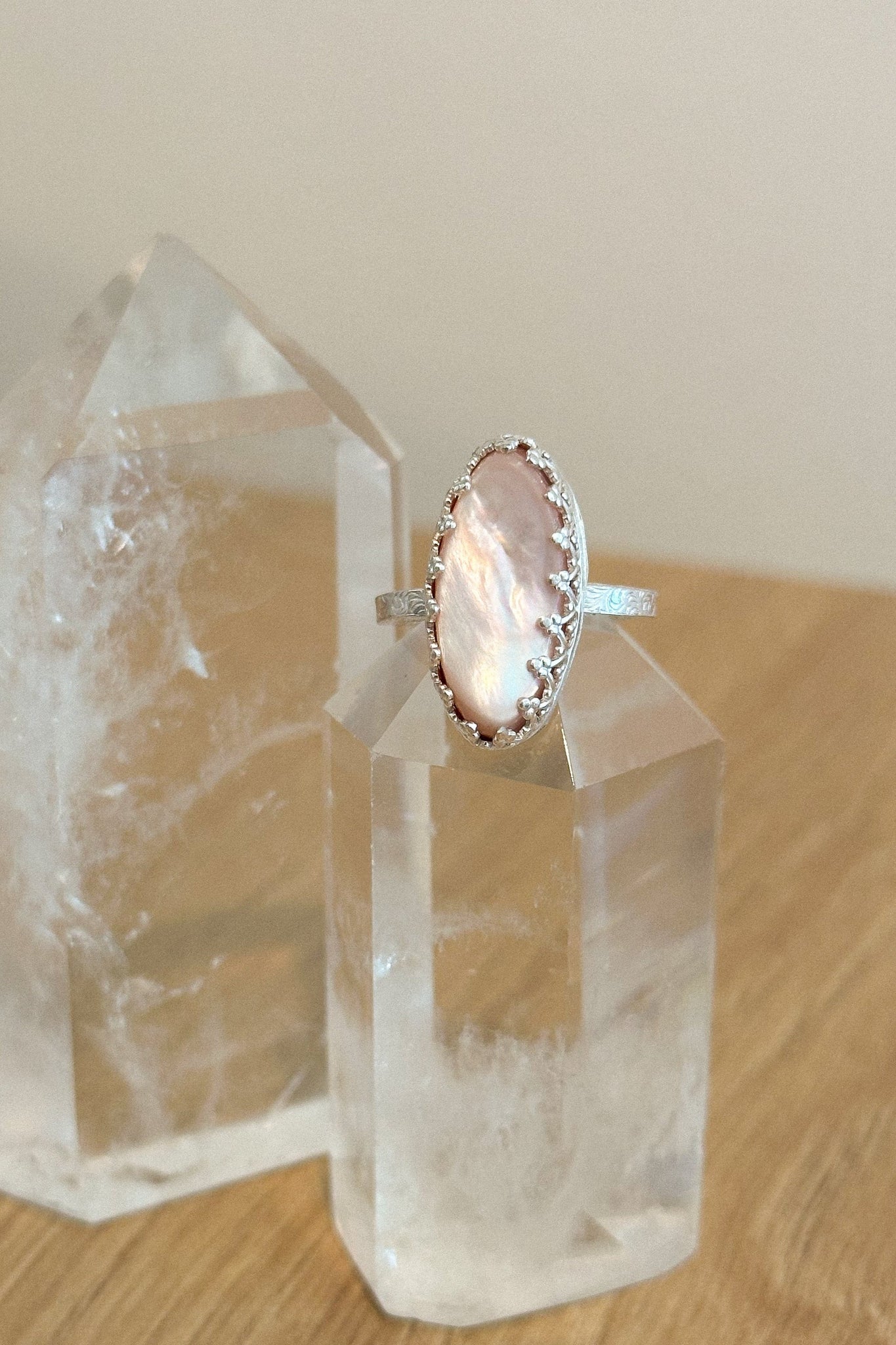 One of a Kind - RARE Pink Mother of Pearl, size 6