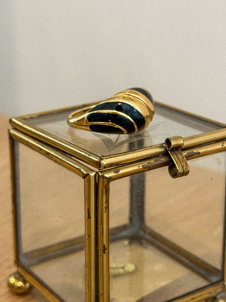 Vintage Brass Croissant Ring, Size 7