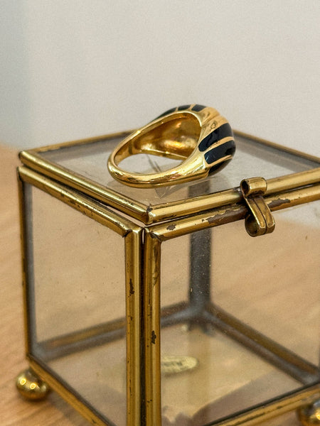 Vintage Brass Croissant Ring, Size 7