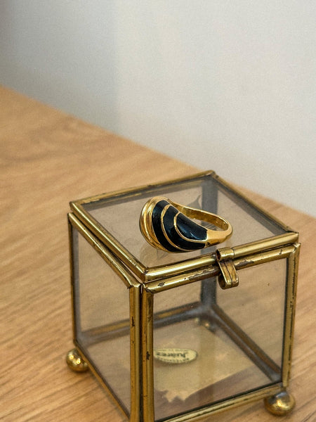 Vintage Brass Croissant Ring, Size 7