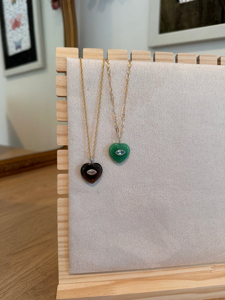 Gemstone Inlay Heart Necklace