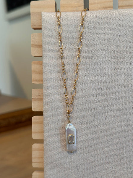 Pearl + White Topaz Necklace