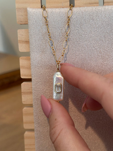 Pearl + White Topaz Necklace