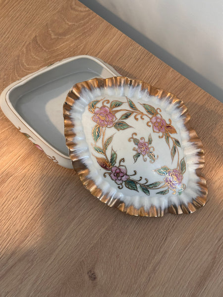 Gold Foil Floral Ruffle Jewelry Box