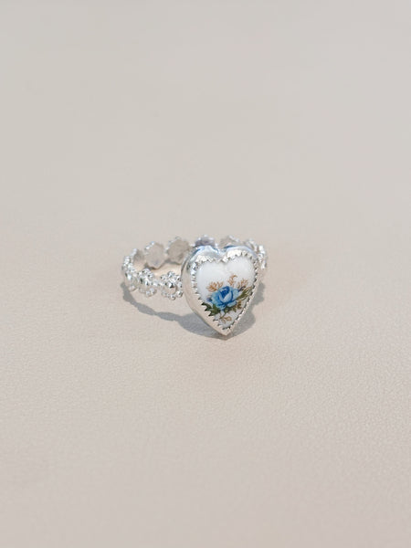 Vintage Blue Rose Heart - Ready to Ship Size 8