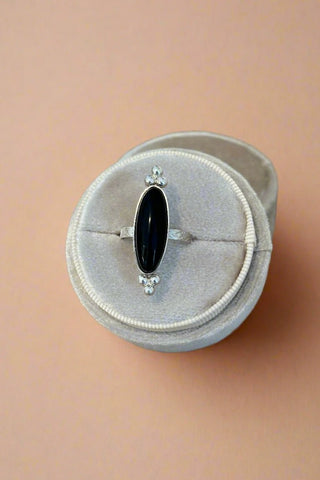 Baroque Black Onyx Sterling Silver Ring