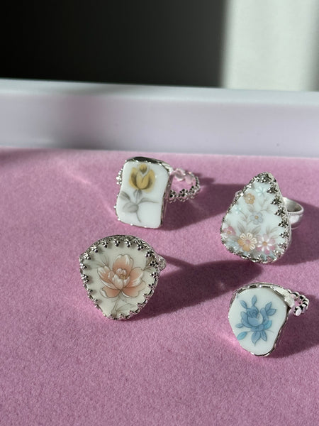 Broken China Pattern Rings