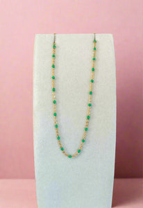 Green Beaded Necklace - Ready to Ship 18"