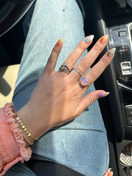 Pink Iridescent Moon Ring