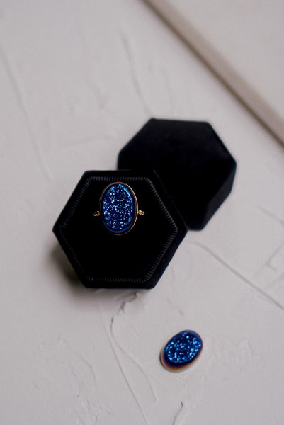 Victorian Azure Druzy Ring